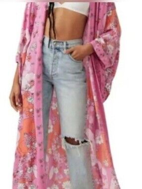 Free People Hidden Blossom Maxi Duster Kimono